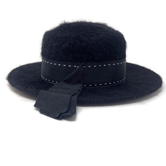 Vintage Mahara Mohair & Wool Wide Brim Hat – Union Made – Black Statement Hat - Picture 2 of 10